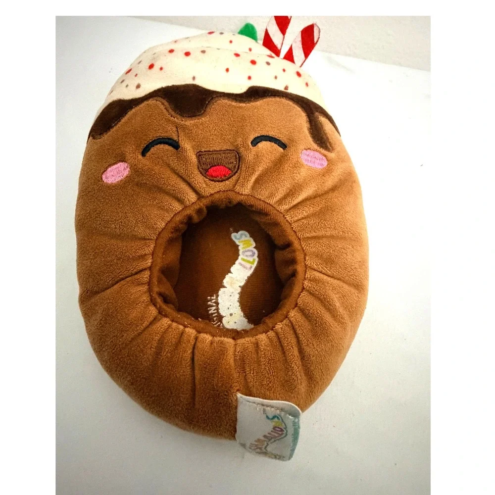 Squishmallows Plush Slippers Sz 13/1 Brown Chocolate Peppermint Holiday Cozy